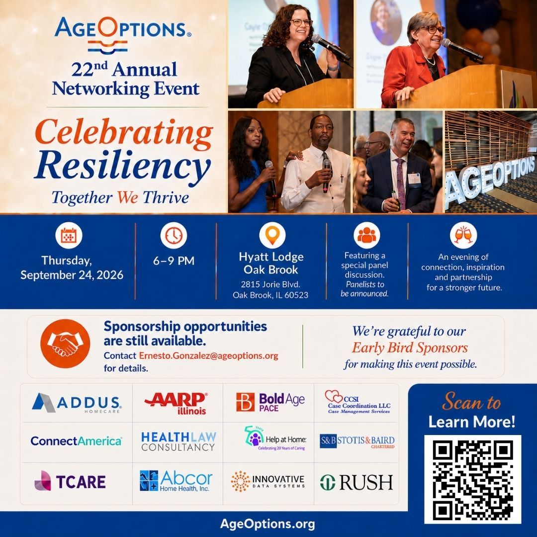 AgeOptions 22nd Annual Networking Event, Celebrating Resiliency: Together We Thrive, September 24, 2026, Hyatt Lodge Oak Brook
