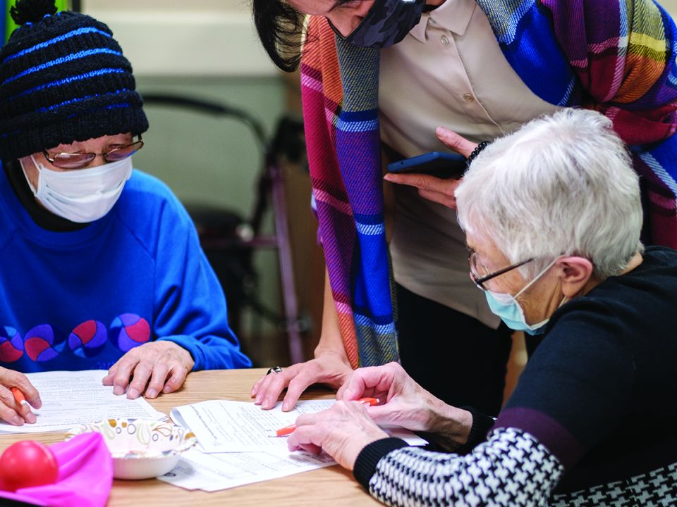 Older adults working together.