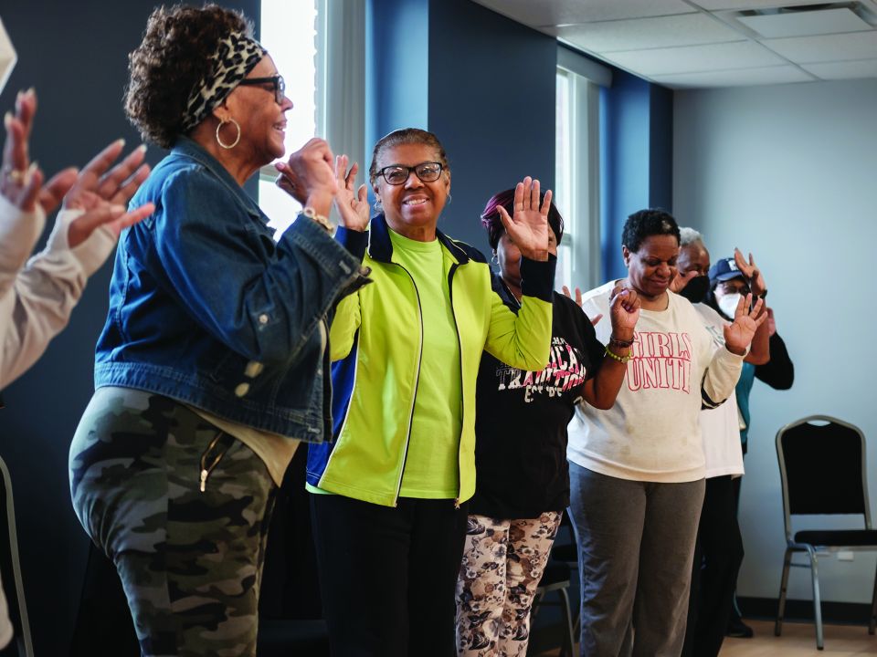 Older adults performing tai chi